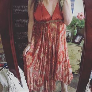 Vintage ABS Silk Rhinestone Embellished Chiffon Halter Dress Size 10